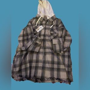 Hooded fringe flannel